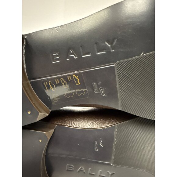 Bally Suisse Men's Loafer Logo Calf Leather Brown Slip On Block Heel Size 8 NEW - Picture 11 of 14